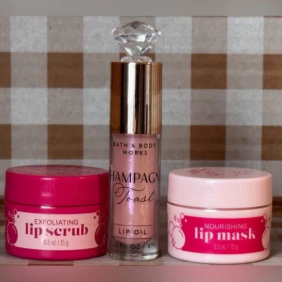 NEW B&BW Champagne Toast 5 piece set w/ lip mask & scrub,lip oil,hand/body cream - Picture 2 of 4